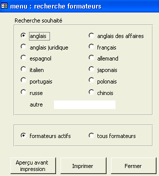 rechercher le profil de vos formateurs au moyen d'un formulaire multi-crit�re